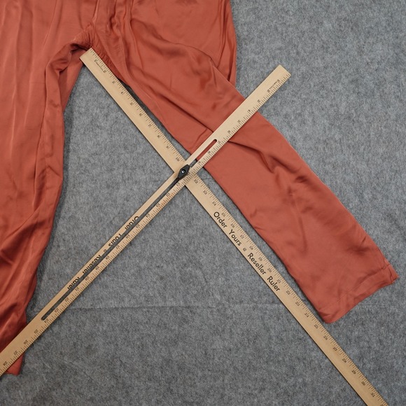 Anthropologie Jumpsuit Womens Extra Small Dolan Charlie Satin Orange Belted - Picture 8 of 10
